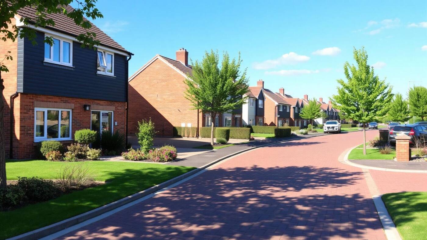 Contemporary family homes with block paving driveways in Kingsmead, Milton Keynes