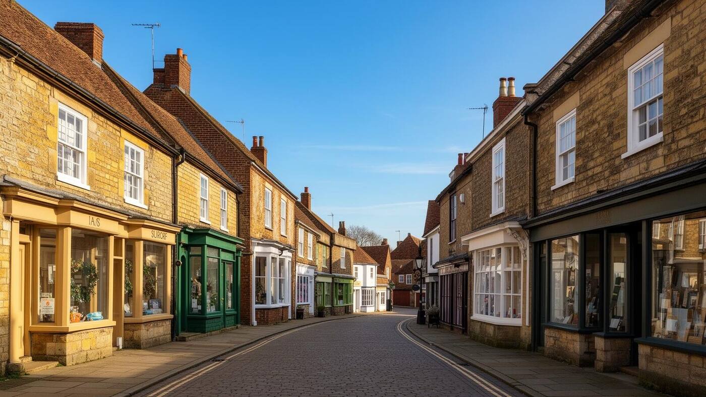 Charming town centre of Stony Stratford with historic buildings