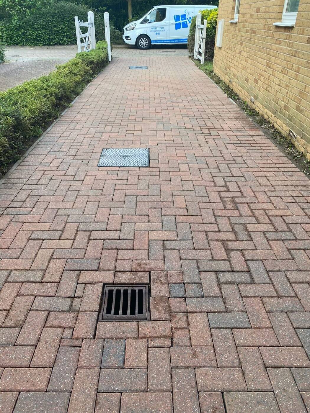 Restored block paving driveway after professional pressure washing in Milton Keynes