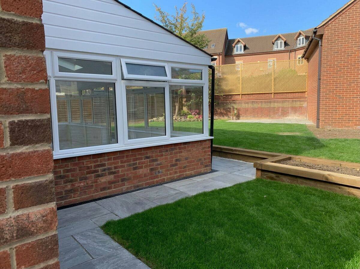 Pure water cleaning system set up beside conservatory ready for professional exterior clean